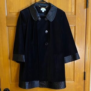 LOFT Black Velvet Pea Coat with satin Trim